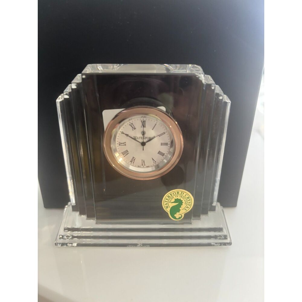 Waterford Crystal Desk Mantel Clock Seiko Quartz w/ Box Papers Made in Ireland
